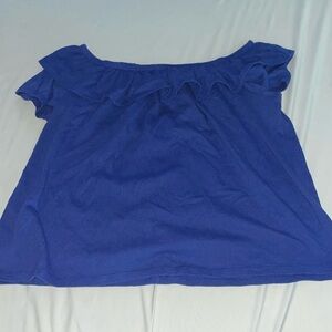 BLUE OFF THE SHOULDER SHIRT